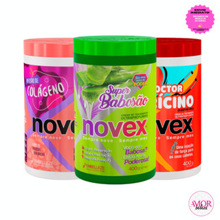 Kit Novex Cronograma Capilar Super Restauração c/3un (Colágeno + Rícino + Babosão) 400g