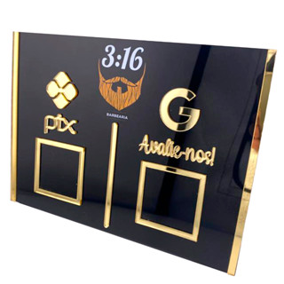 Placa PIX 2QRCODE Personalizada sua logo acrilico luxo (PIX, INSTAGRAM, AVALIAÇÃO GOOGLE, WI-FI)