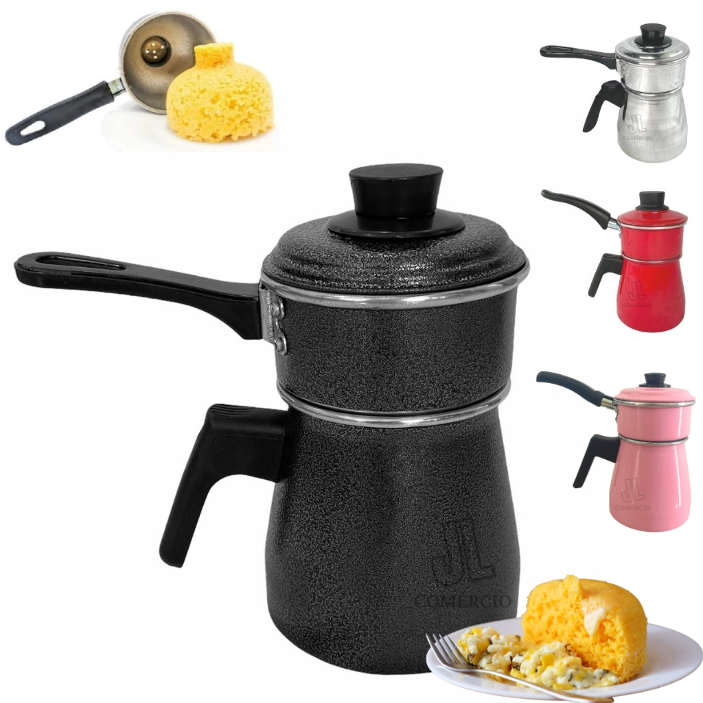 Cuscuzeiro Individual 2 em 1 Porção Única Cozi Vapore Caneco Leiteira 1L Com 2 Tampas em Oferta na Shopee