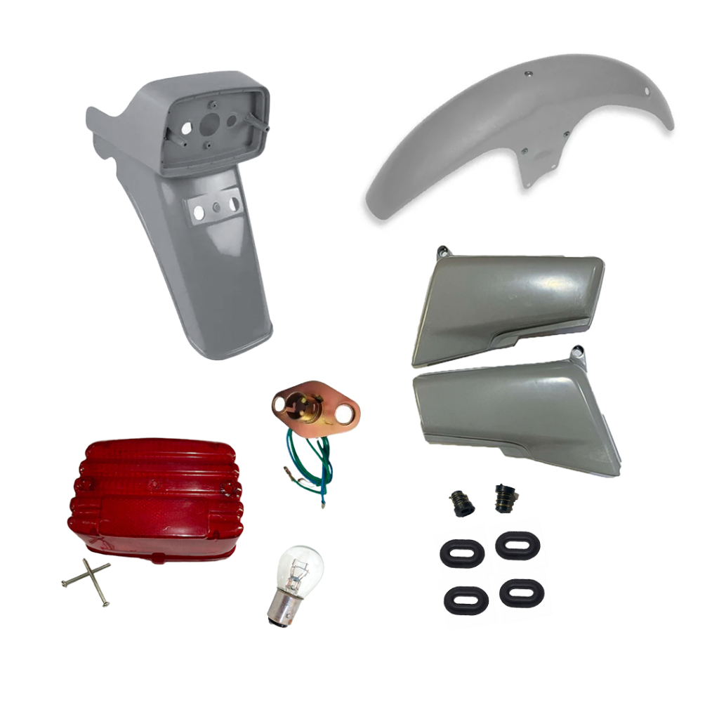 Carenagem CG/Today Tampa lateral CG 83 até Today 94 + Paralama Traseiro Cg 83 Até 89+ Paralama Dianteiro CG Até 99 + Pino e Borracha de Fixação + Lente Lanterna + Parafusos