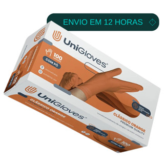 Luva de látex Laranja para procedimento (pouco pó) - UniGloves