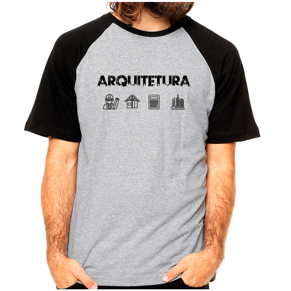Camiseta Raglan Camisa Arquitetura e Urbanismo Faculdade Curso Arquitetura