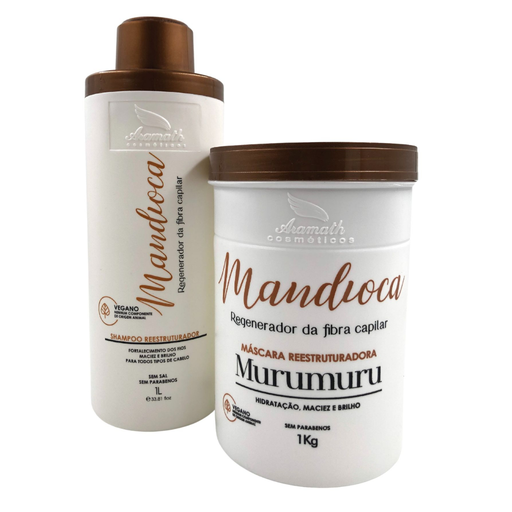 Shampoo Hidratante + Máscara De Hidratação Mandioca Profissional Aramath Cosméticos