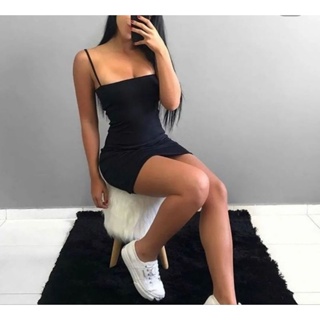 Vestido Verão Tubinho Alcinha Decote Reto com Bojo Em Suplex em Oferta na Shopee