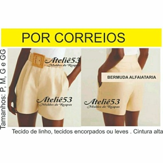 molde short bermuda alfaiataria para costura. 120g em Oferta na Shopee