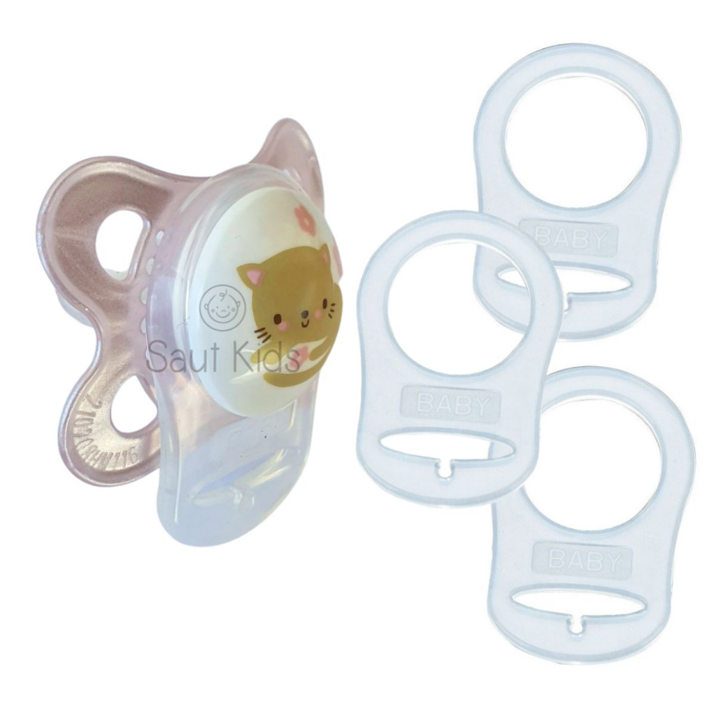 Kit Anel Adaptador Silicone para chupetas MAM Nuk Lillo Bico Chupeta Bebê Sem alça Menino Menina