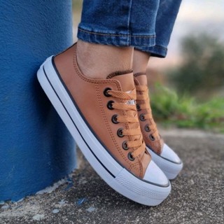 Tênis All Star Caramelo Nude AllStar Couro Sintético Palmilha Confort Solado Antiderrapante Borracha Tenis Tenis Academia