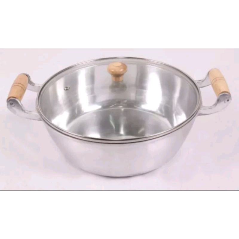 Panela N 20 Caçarola Tampa de Vidro Alumínio Batido Fundido Grosso