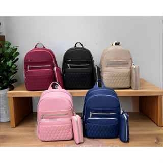 Mochila Feminino Impermeavel 1282-82 Com Estojo de Alumínio Com Textura Bordada Delicada Com Grande Capacidade