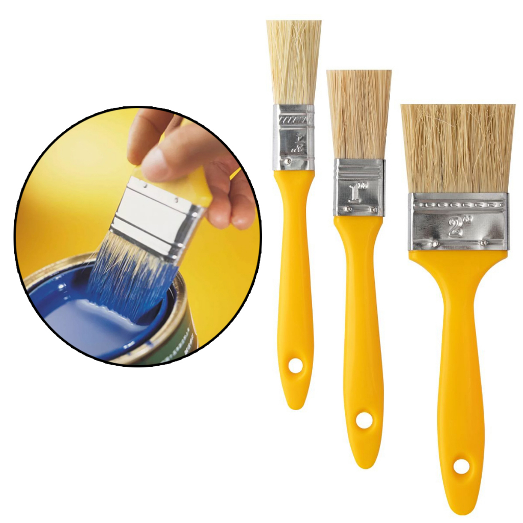 Kit 3 Pincel Trincha Cerdas Naturais para Pintor Multiuso