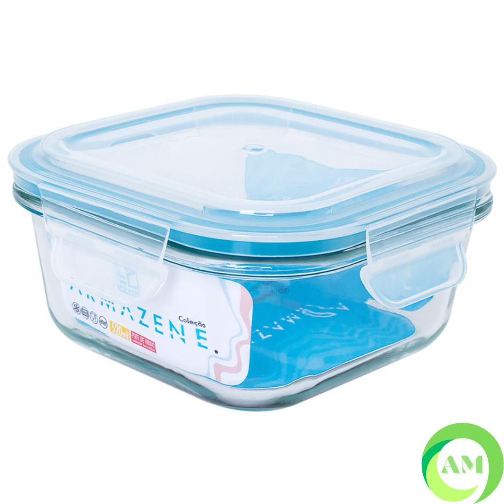 02 Potes Herméticos De Vidro 800ml Com Vedação Para Micro-ondas Congelador Geladeira Fitness Marmita Comida