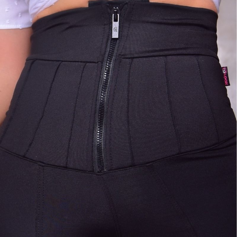 Calça Lipo Tecido Suplex Power Legging Cintura Alta Com Cinta Modeladora