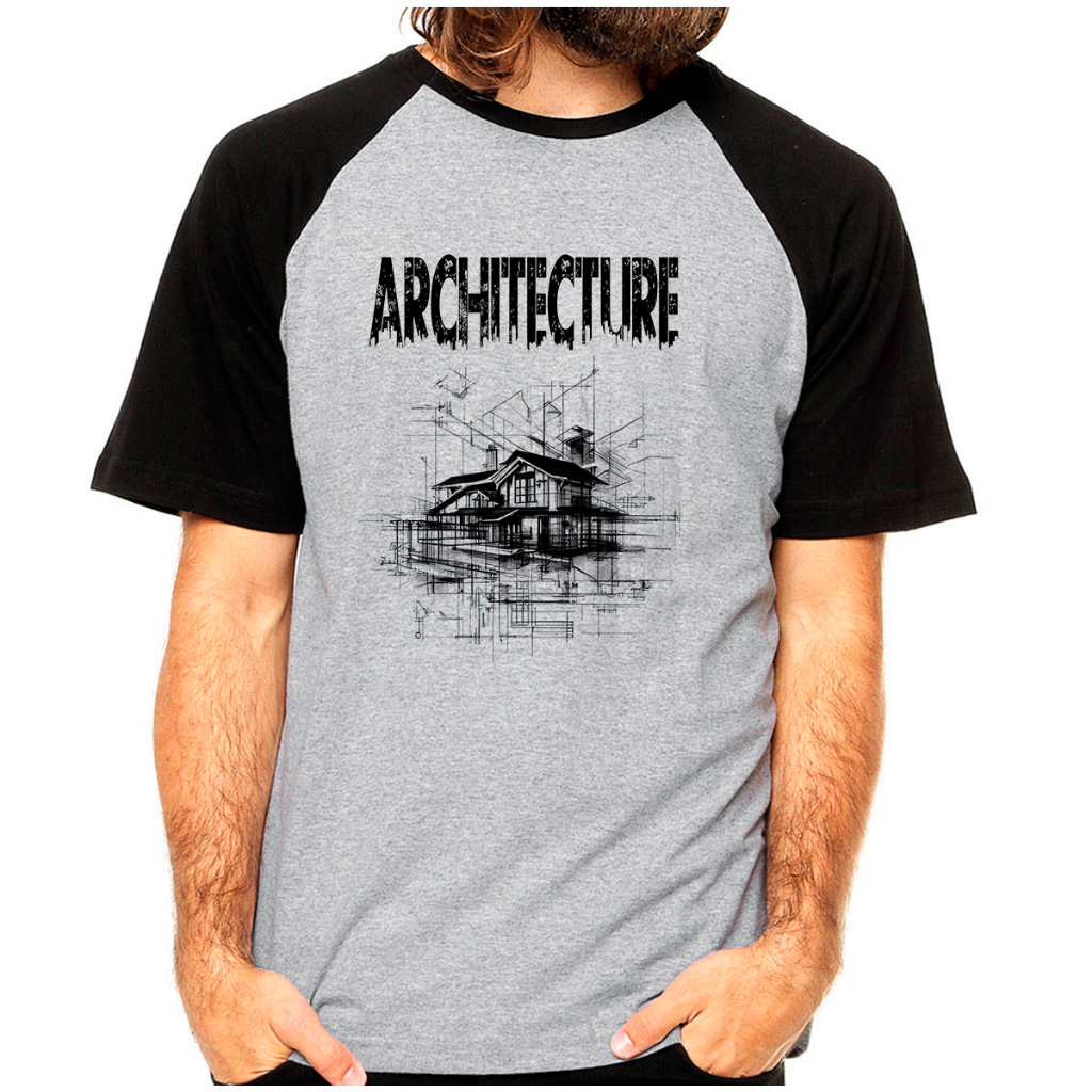 Camiseta Raglan Arquitetura e Urbanismo Faculdade Curso Arquitetura - Architecture Edificar Construir Projeto