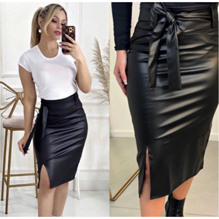Saia Courino Evangélica Lápis com Cinto e Fenda em Oferta na Shopee