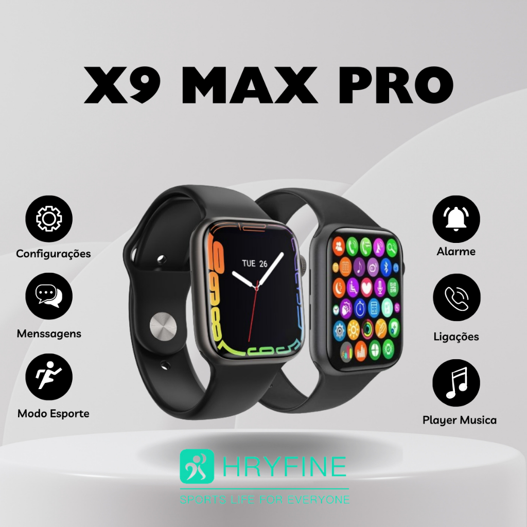 Smartwatch X9 Max Big 2.0 NFC original lançamento 2023 Faz e Recebe Ligações