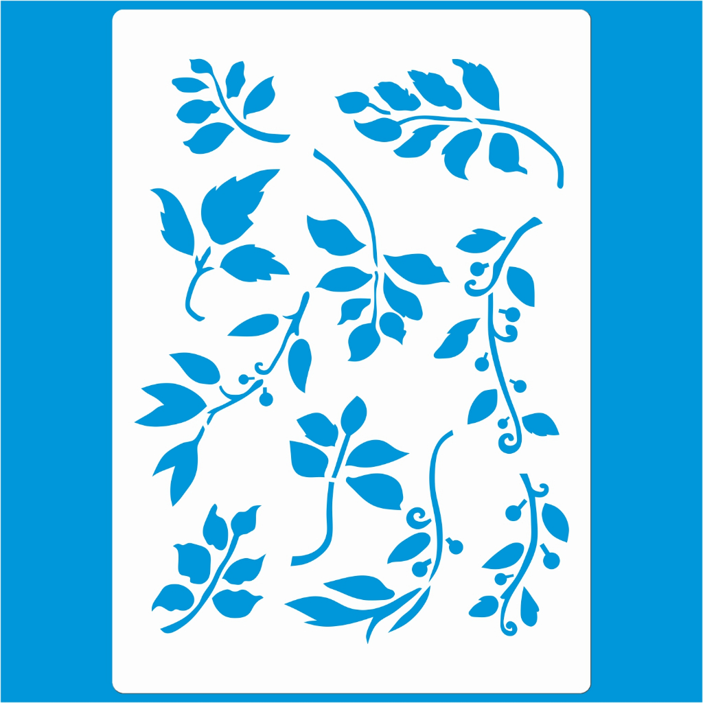 Stencil 21 X 29 FOLHAS VARIADAS Molde Vazado Pintura Tecido Mdf Madeira Parede Camiseta Pano Prato