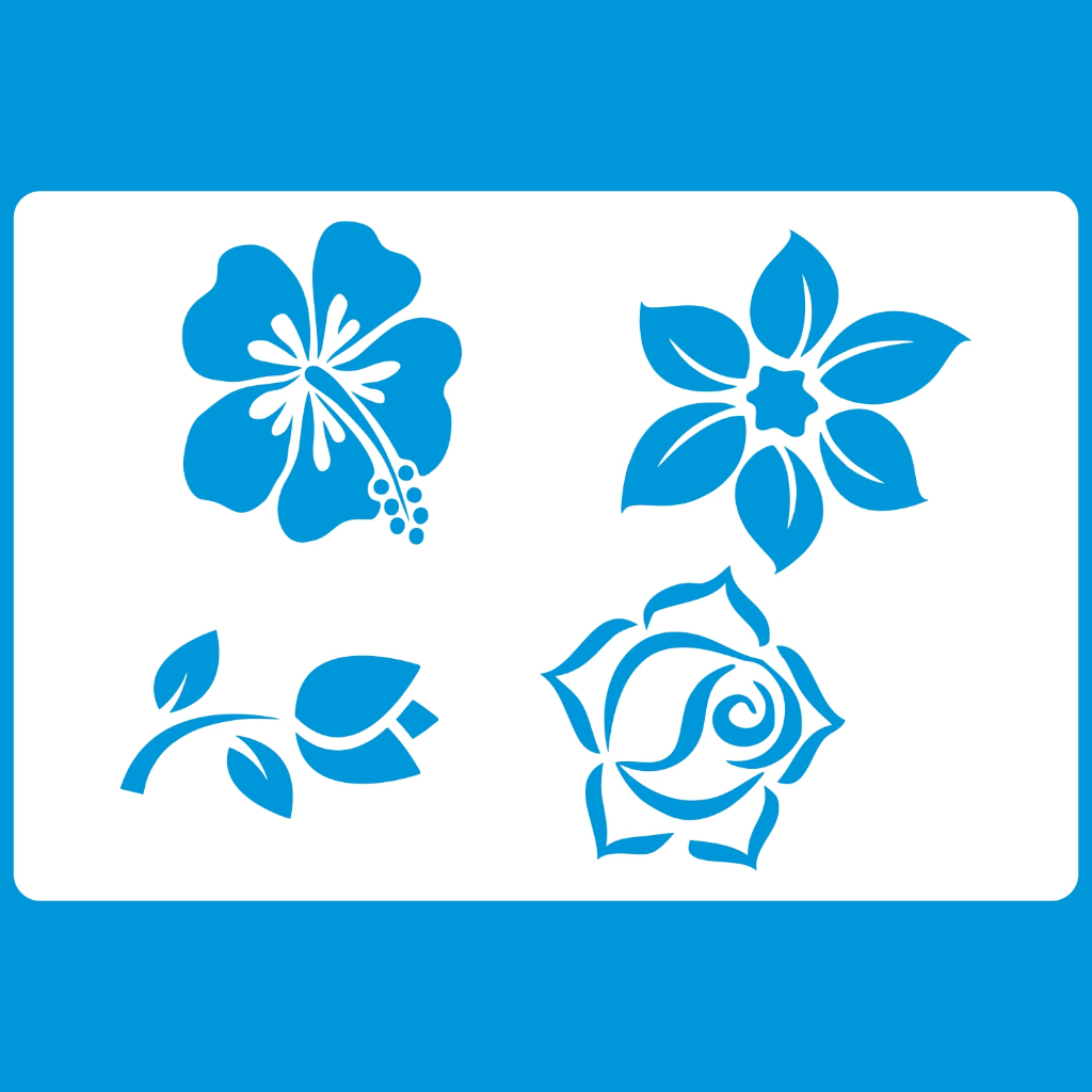 Stencil 12 X 8 Florzinhas Variadas Molde Vazado Pintura Tecido Mdf Madeira Camiseta Pano Prato em Oferta na Shopee