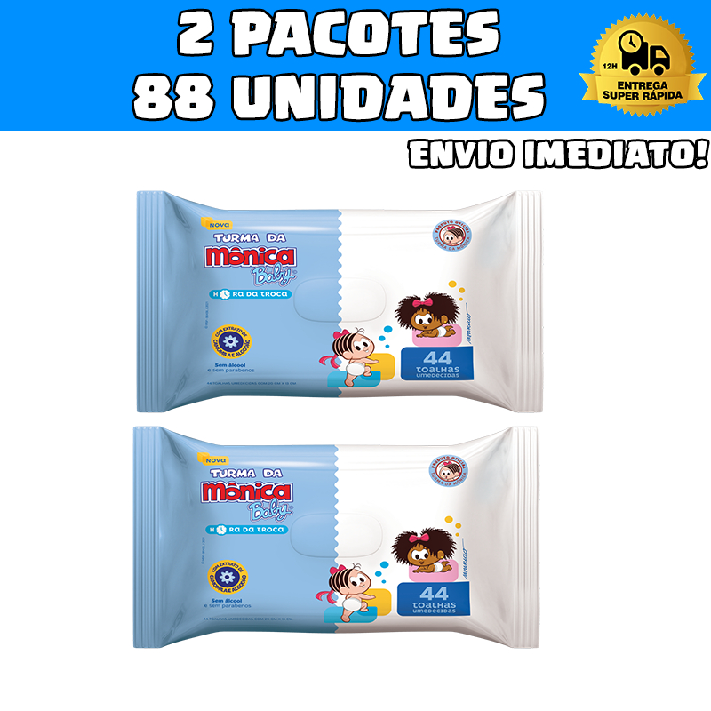 Kit C/2 Pacotes Lenços Umedecidos Turma da Mônica Baby