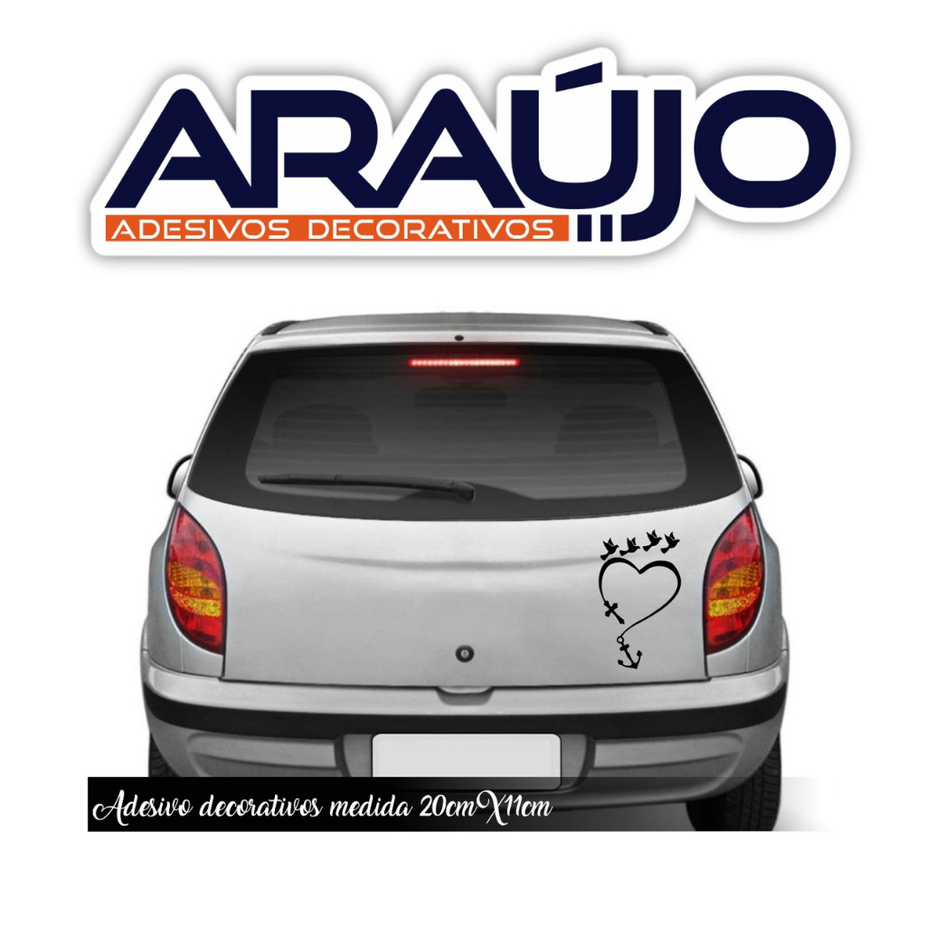 Adesivo Cruz Coração e âncora para Carros, Motos, Notebook