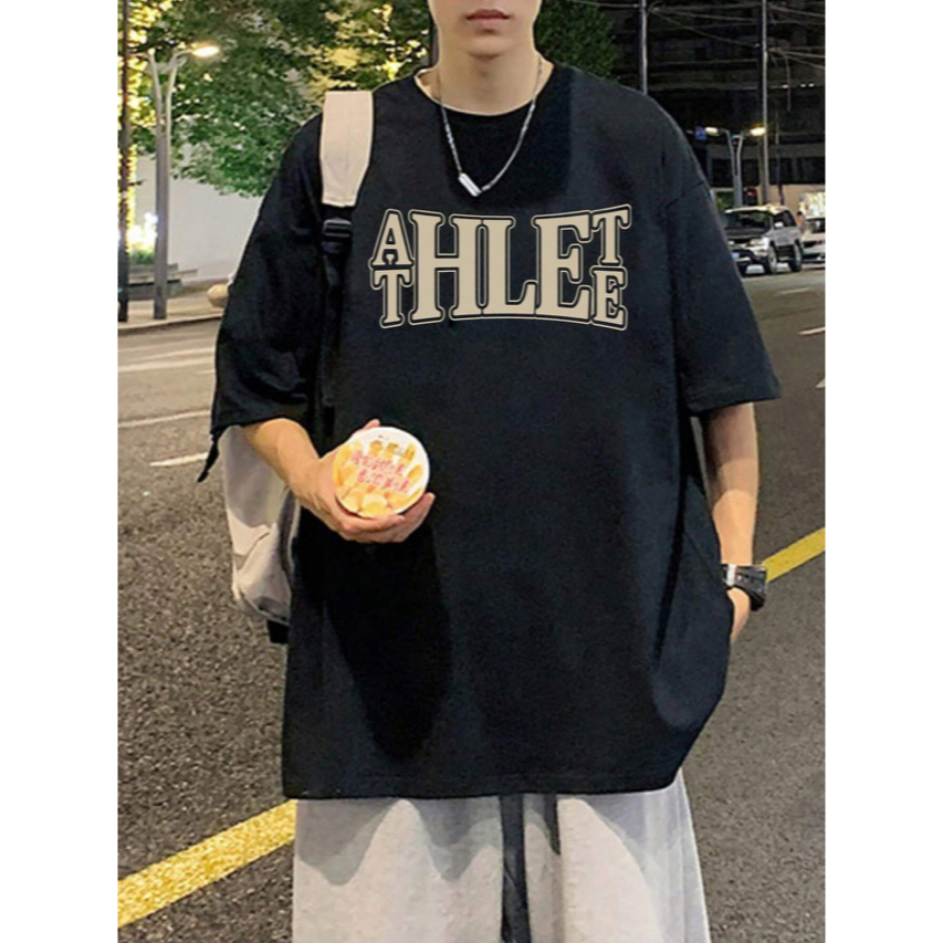 Camiseta Athlete Palavra Atleta Oversized Masculina Manga Curta Básica