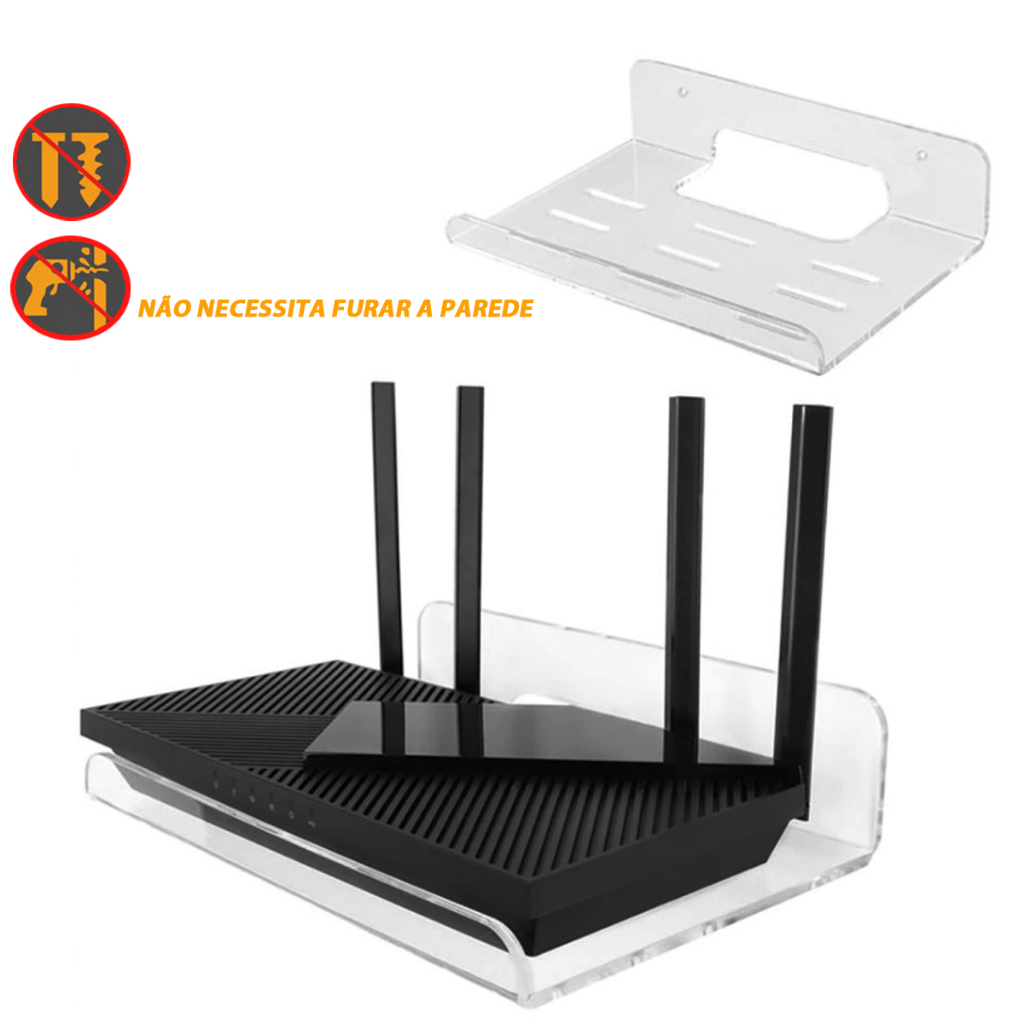 Mineconjunto De Armazenamento De Roteador De Parede Com Suporte wifi roteador modem internet net pratileira flutuante acrilico transparente