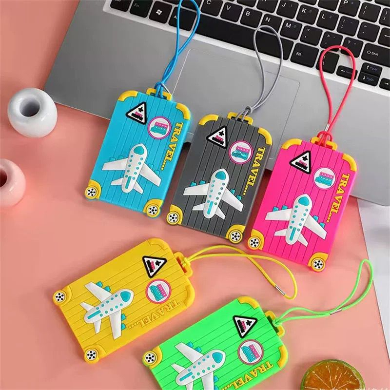 Kit 2 Etiqueta De Bagagem Etiqueta De Bagagem Quadrada De Desenho Animado Coreano Silicone em Oferta na Shopee