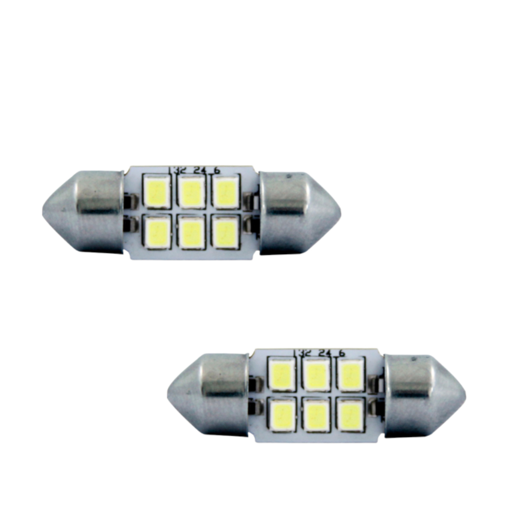 Par de Lâmpada LED Torpedo 6411 12V 1.8W 6 LED´s 42mm - Branco