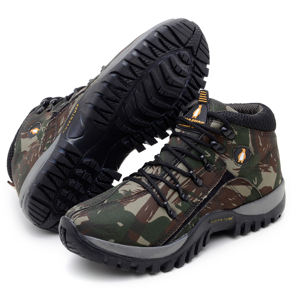 Bota Coturno Adventure Verde-Militar Masculina Feminina Para Segurança Trabalho Trilha Confortável Resistente