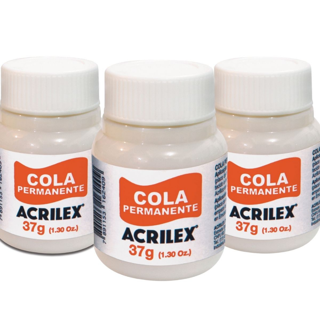 KIT 3X COLA PERMANENTE 37G ACRILEX em Oferta na Shopee