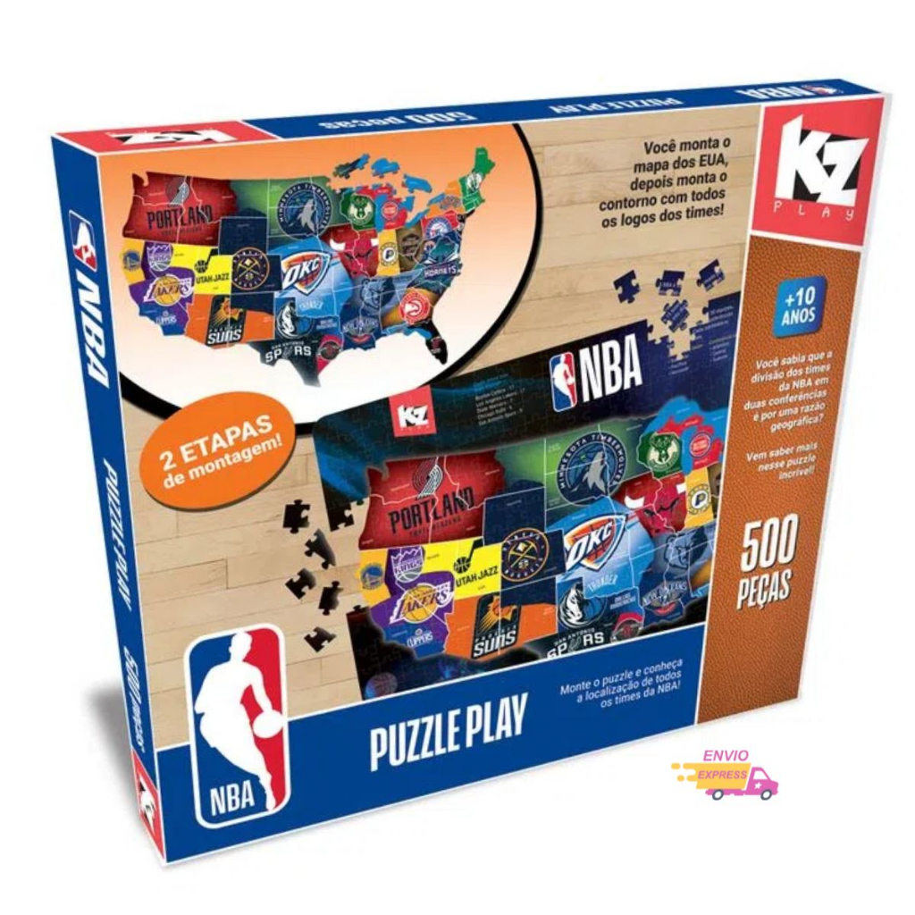 Jogo Quebra-cabeça Puzzle Play NBA 500 Peças Série Brinquedos de Menino e Menina Kz Play Elka