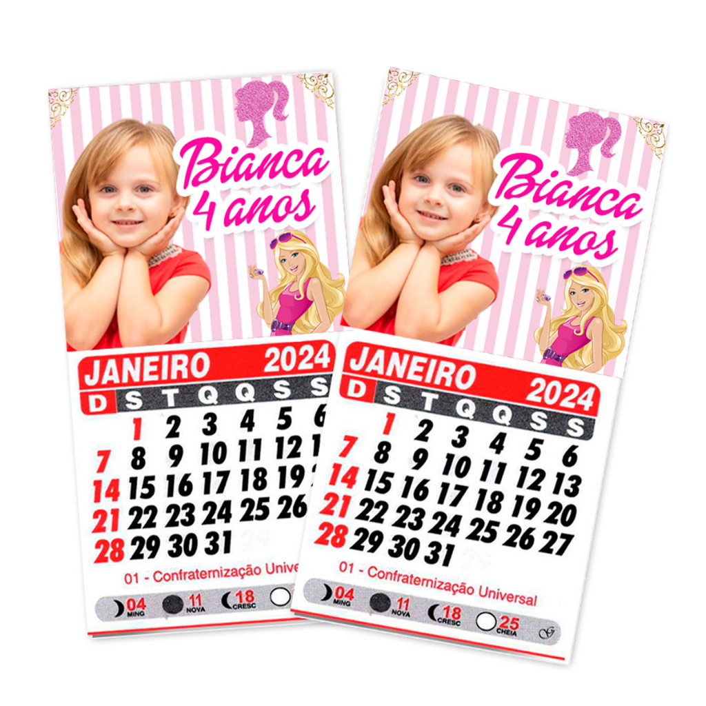 50 Mini Calendários 2024 ima de geladeira Personalizado, Aniversário, Festas, Eventos, Logo