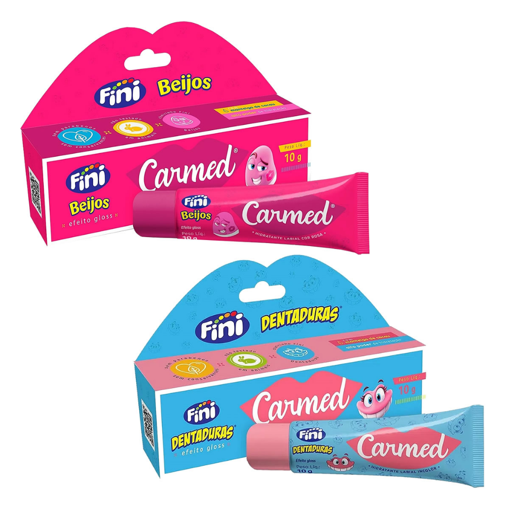 Kit 2 Hidratante Labial Carmed Fini Beijos e Dentadura em Oferta na Shopee