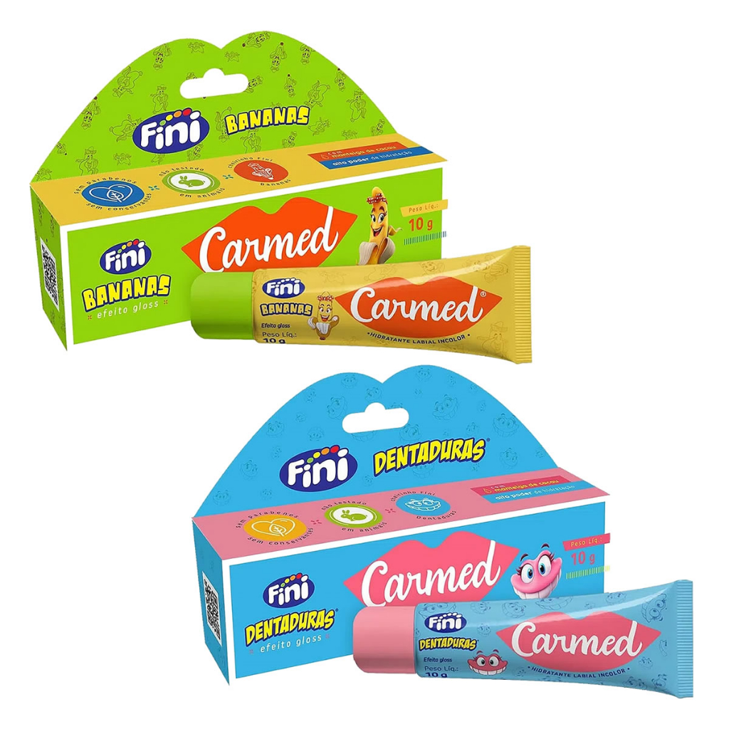 Kit 2 Hidratante Labial Carmed Fini Bananas e Dentaduras em Oferta na Shopee