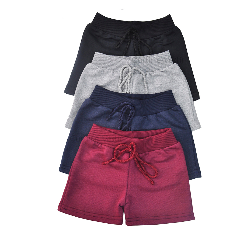 Bermuda De Bebê Moletom Moletinho Kit c/ 4 algodão menina e menino