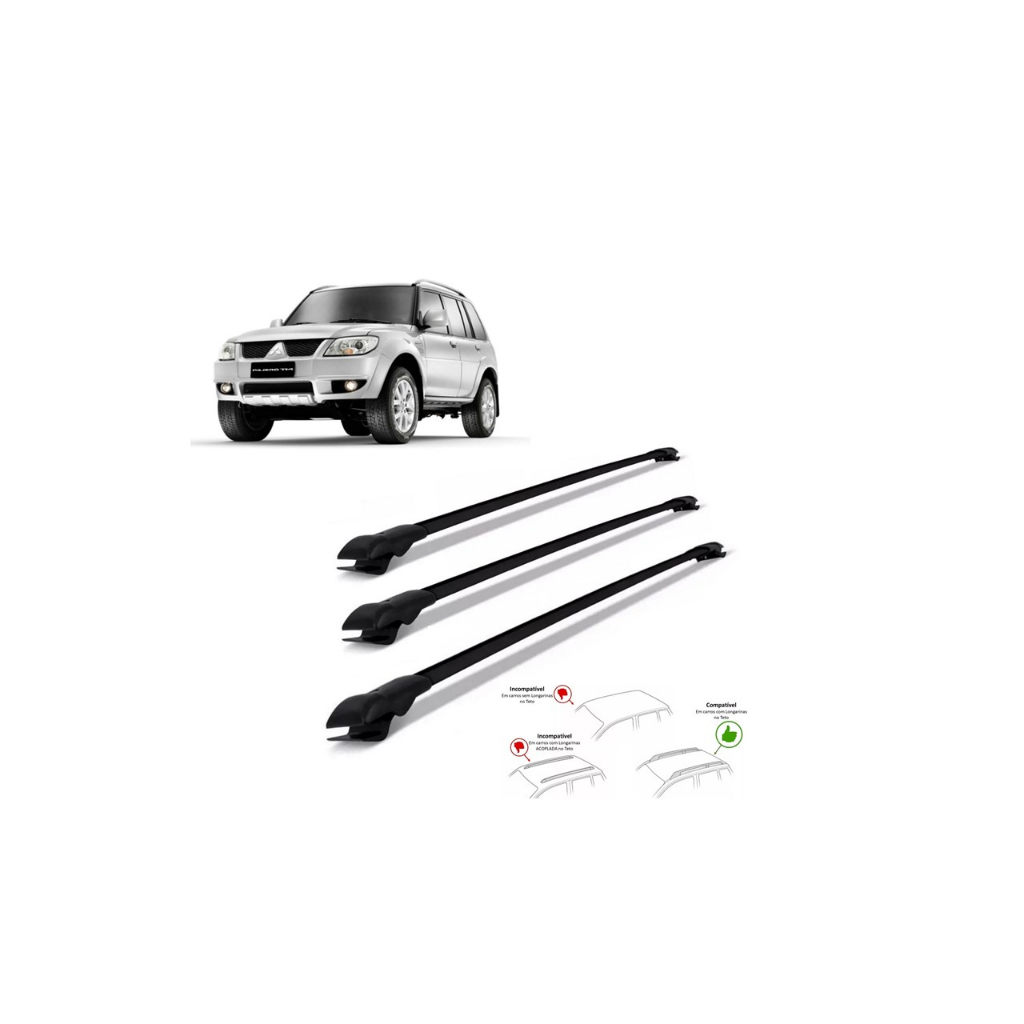 Travessa de Teto Pajero Tr4 2010 A 2016 3 Barras Slim Heavy Car
