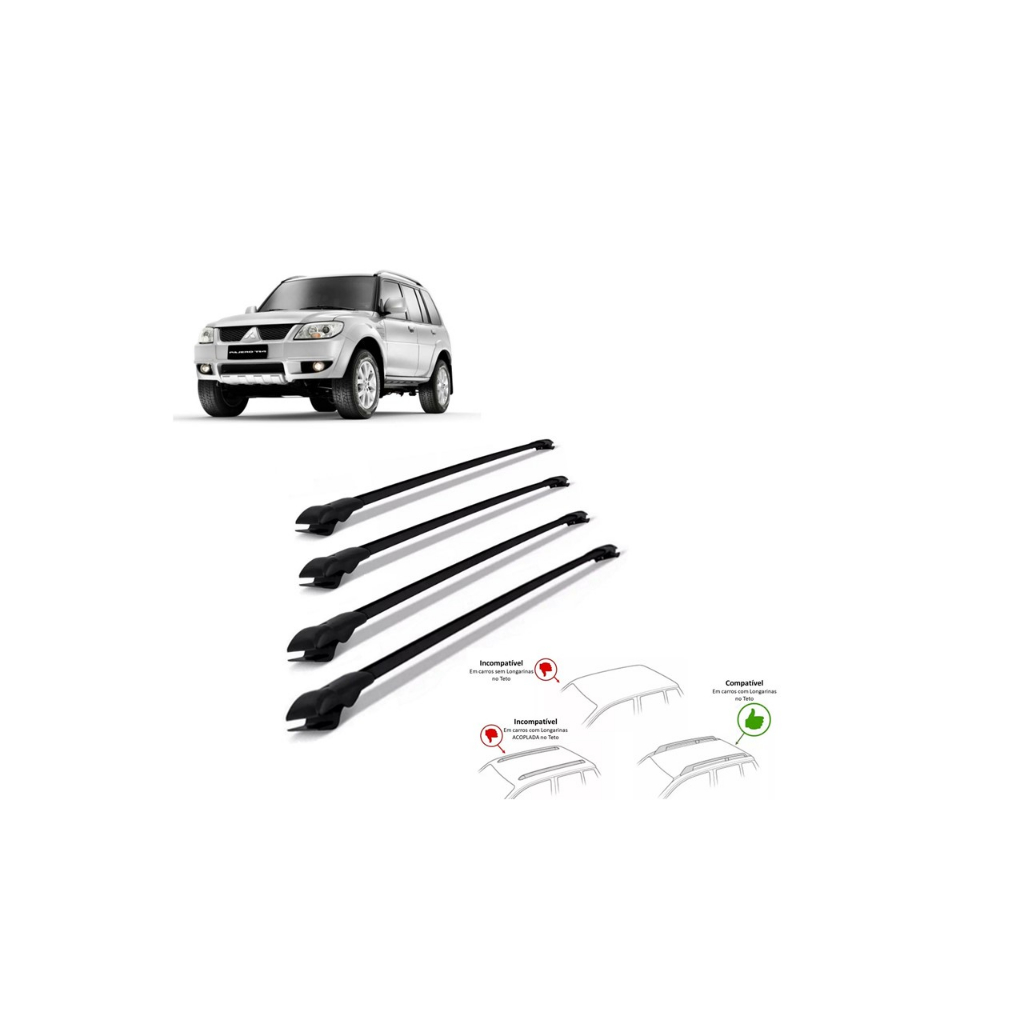 Rack Travessa Pajero Tr4 2010 A 2016 4 Barras Bagageiro Slim Heavy Car