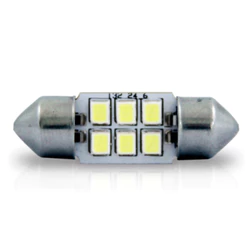 Lâmpada LED Torpedo 6411 12V 1.8W 6 LEDs 42mm - Branco