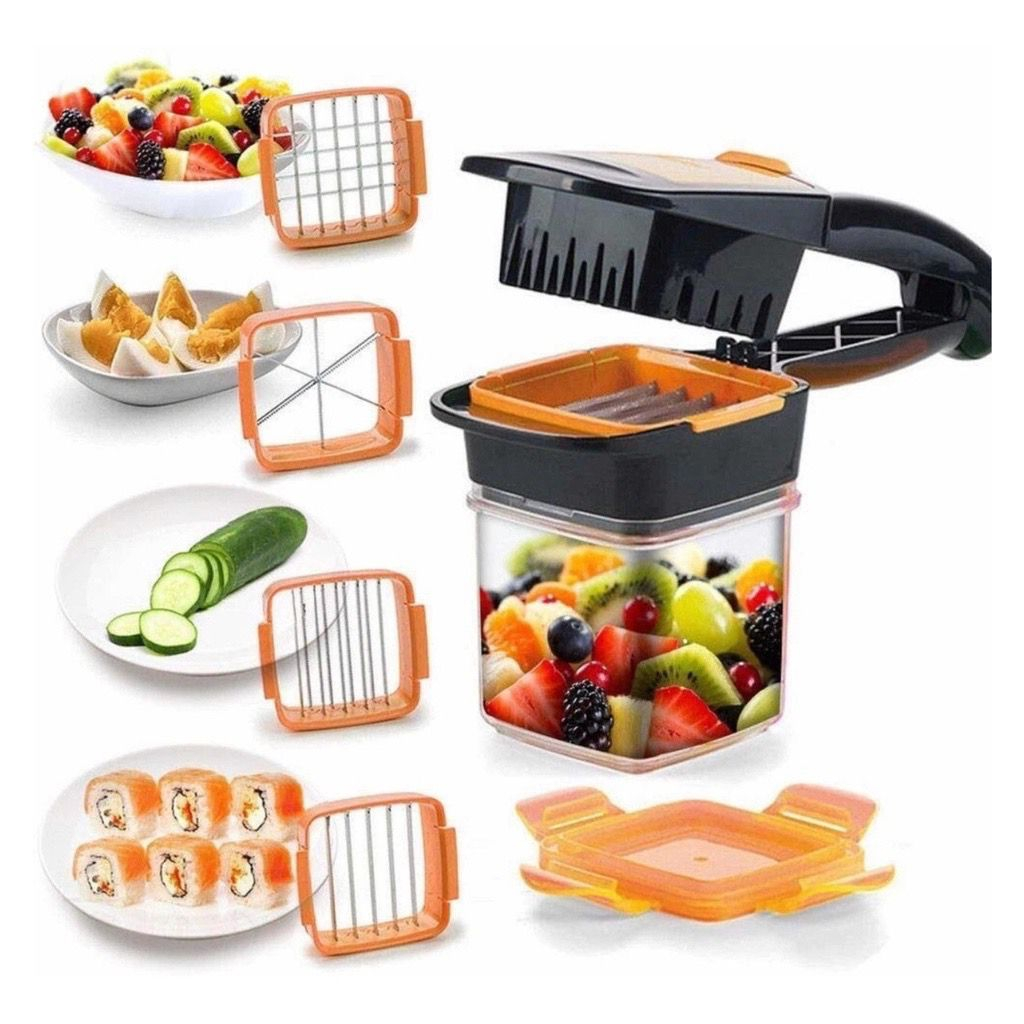 Cortador De Frutas Verduras Legumes 5 Em 1 Para Cozinha Em Aço Inox Resistente E Lâminas A...