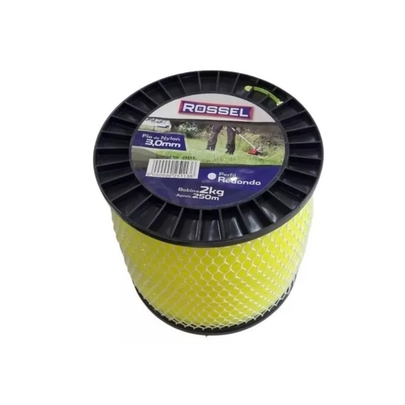 Bobina Rolo Fio Corte Nylon Roçadeira 3mm 2kg 250mts Redondo
