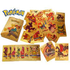 Caixa Com 50 Cartinhas Pokemon Douradas