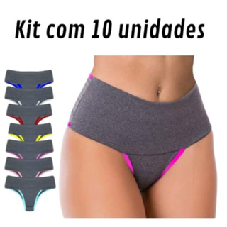 Kit 10 Calcinhas Fitness Cós Alto Calcinha Seca Barriga Calcinha Modeladora