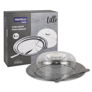 Porta Queijo Queijeira Gourmet Inox Tampa Transparente Fratelli Decoração Mesa Posta Café da Manhã em Oferta na Shopee