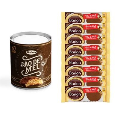 Kit Lata Pão de Mel - Kit Lata Pão de Mel Barion Biscoito Chocolate Presente Oferta