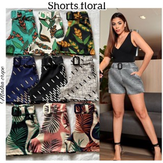 Short Feminino Estampado Malha Crepe P M G e GG 36 ao 48