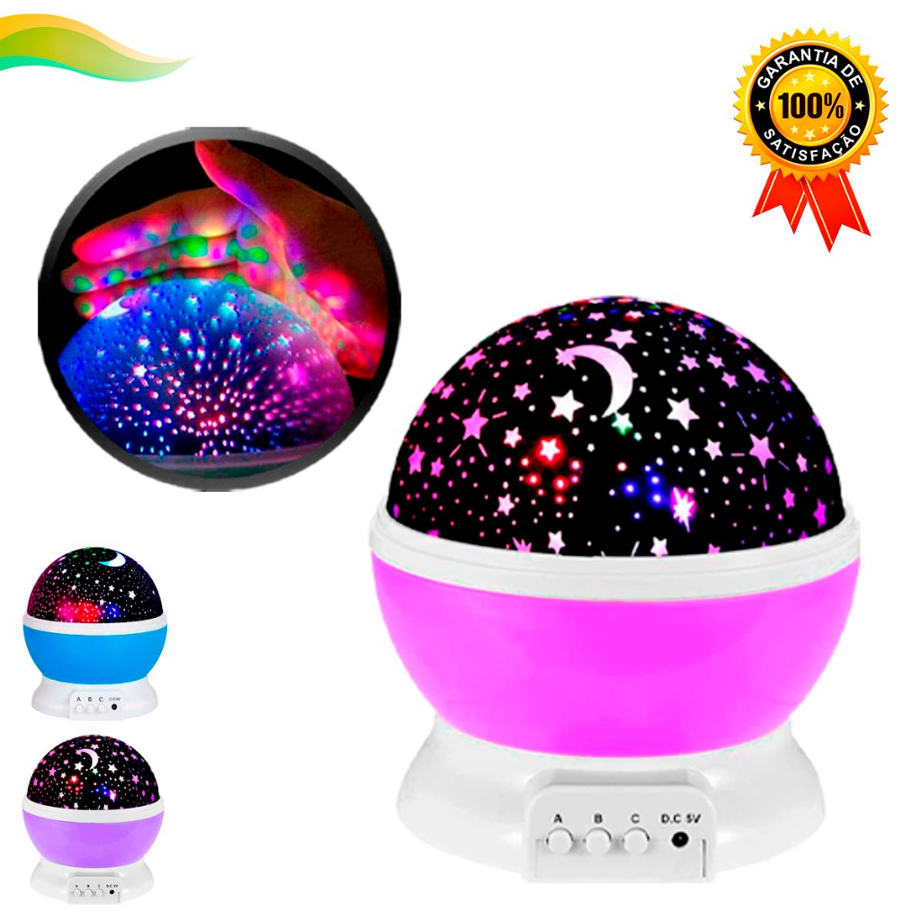 Imagem Luminária Abajur Projetor Estrela 360º Galaxy Star Rotativa Quarto Infantil Mesa Globo