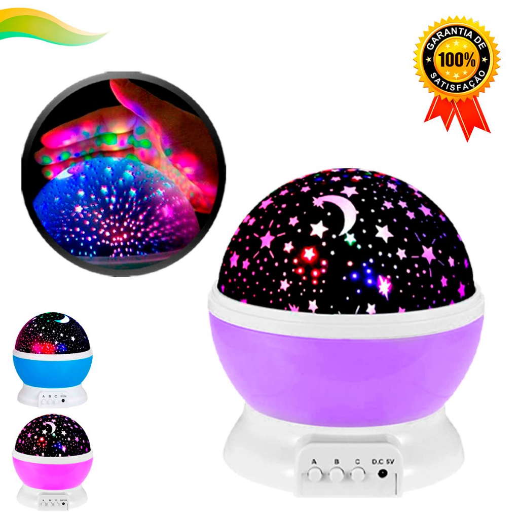 Luminária Abajur Projetor Estrela 360º Galaxy Star Rotativa Quarto Infantil Mesa Globo