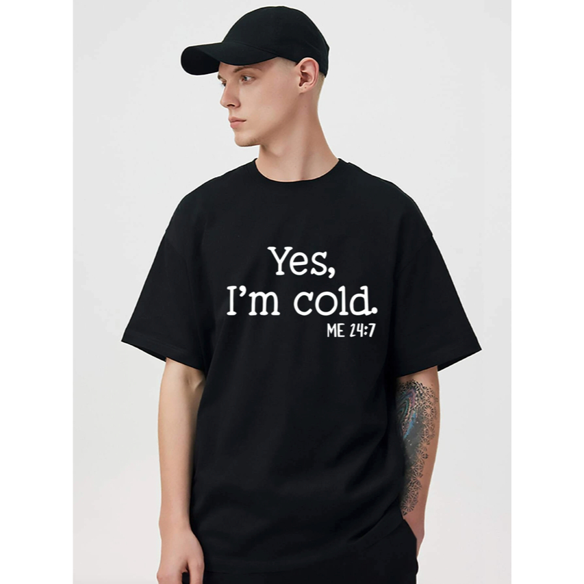 Camiseta Yes Im Cold Ice Me Oversized Longline Unissex Manga Curta Streetwear Básica