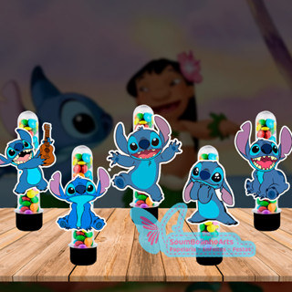 30 Apliques para Tubet com fita Dupla face tema: Stitch