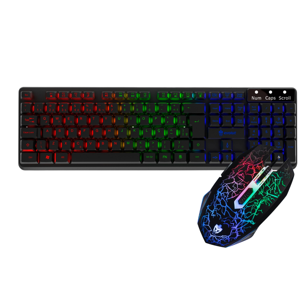 Kit Gamer Teclado e Mouse Usb Led Rgb Dpi Ajustável Iluminado Jogos Pc Notebook