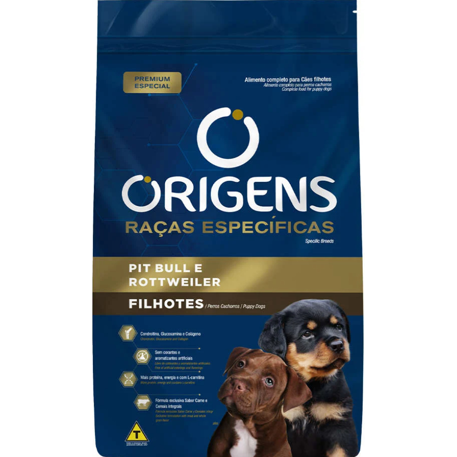 Ração Origens Cães Filhotes Pit Bull e Rotweiller 15kg Adimax